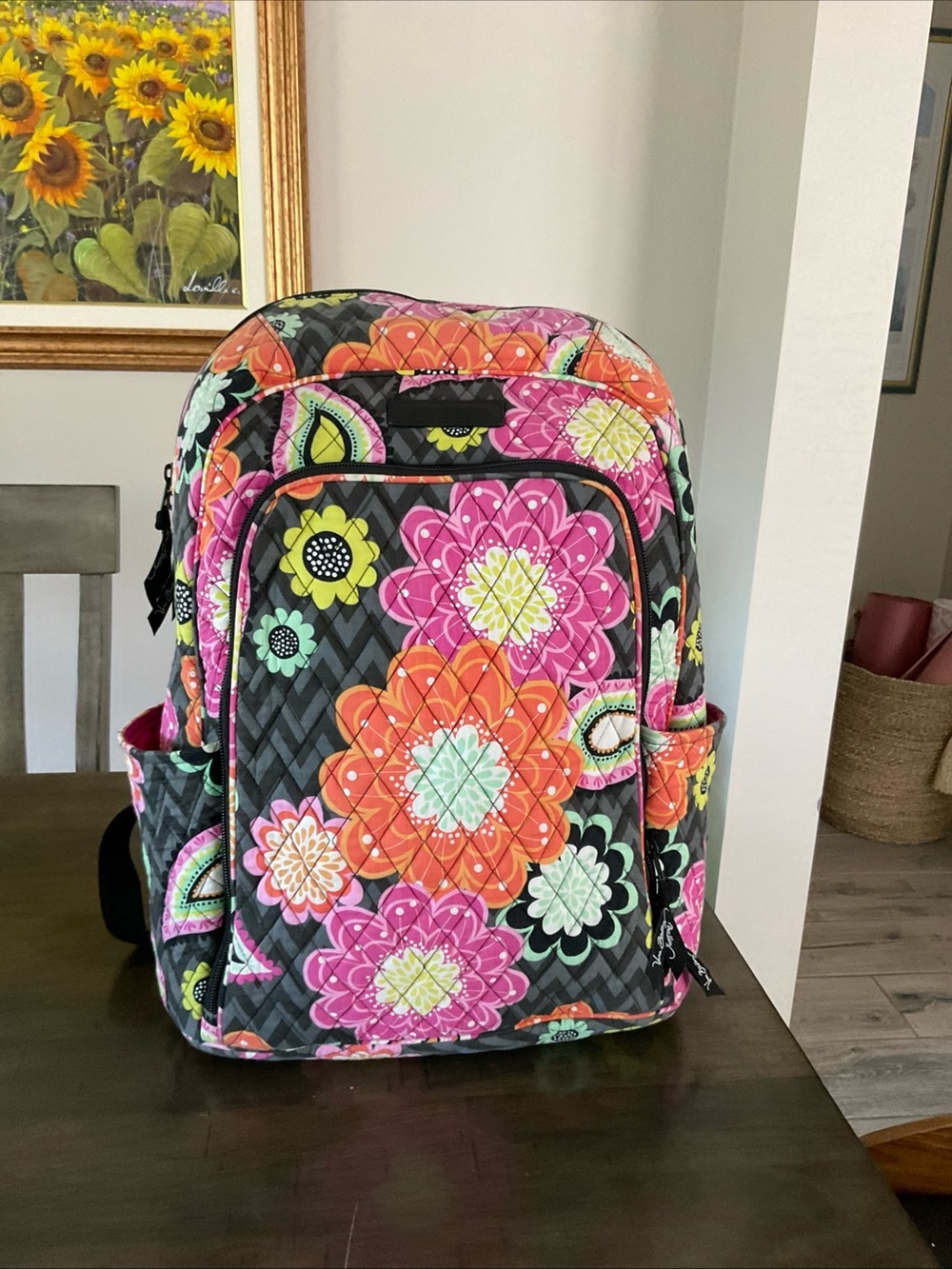 Vera Bradley Backpack Va Va Bloom Paisley Flowers Pink Black Orange